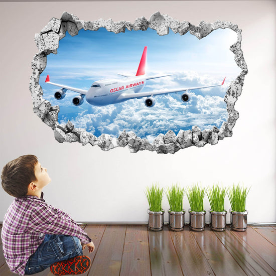 Airplane Aircraft Personalised Name Wall Decal Sticker Mural Poster Print Art Kids Boys Bedroom Decor KD14